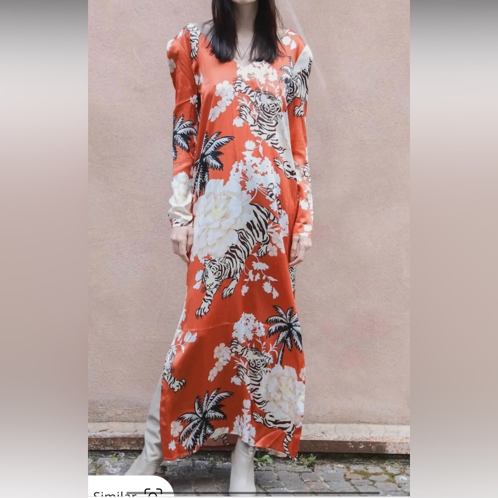 LAS SURENAS SILK TIGER DRESS